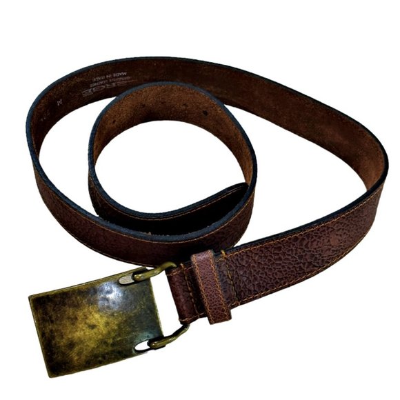 Berge Brown Leather Belt with Gold Buckle - Made in Italy Sizes L and XL BERGE Leather Brown multi Round-buckle animal fur pint Belt  main image 3